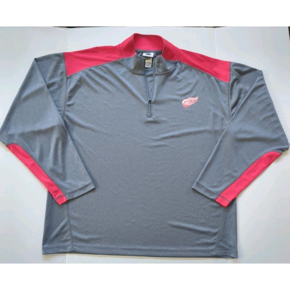 Detroit Red Wings Quarter Zip Pullover 2XL Red and Grey NHL Licensed Rarely Worn